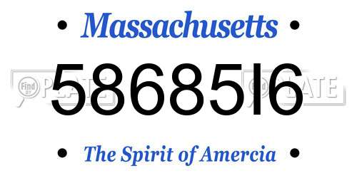 58685I6 Massachusetts License Plate