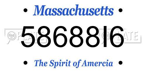 58688I6 Massachusetts License Plate