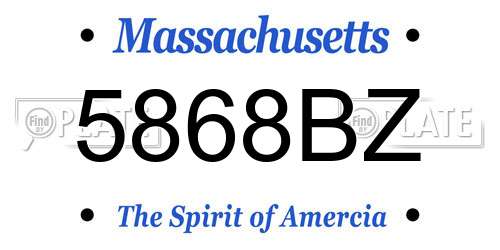 5868BZ Massachusetts License Plate