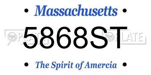 5868ST Massachusetts License Plate