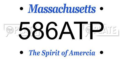 586ATP Massachusetts License Plate