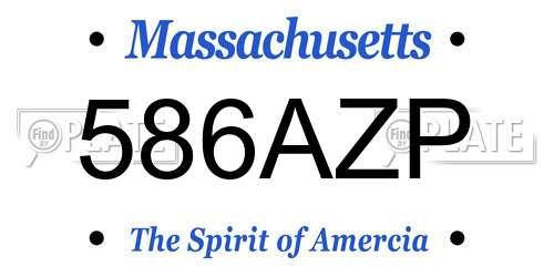 586AZP Massachusetts License Plate