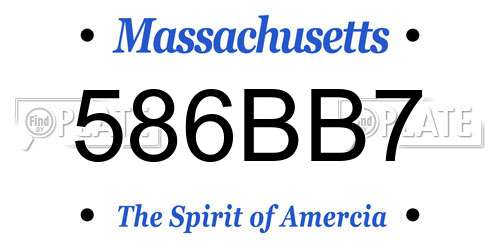 586BB7 Massachusetts License Plate