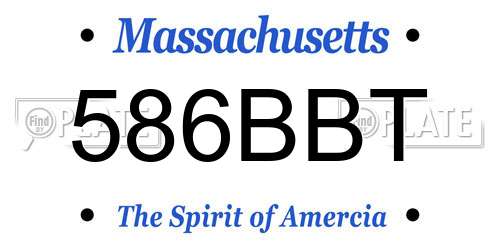 586BBT Massachusetts License Plate