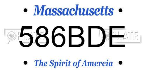586BDE Massachusetts License Plate