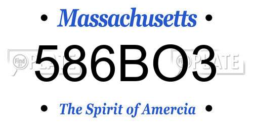 586BO3 Massachusetts License Plate