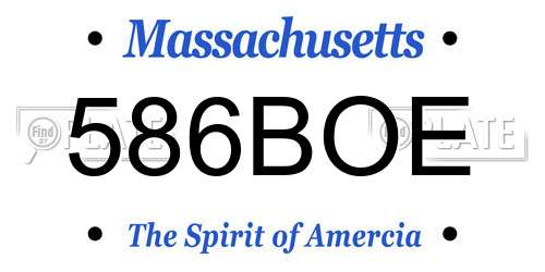 586BOE Massachusetts License Plate
