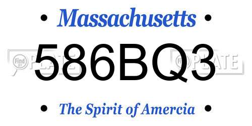 586BQ3 Massachusetts License Plate