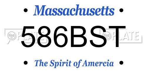 586BST Massachusetts License Plate