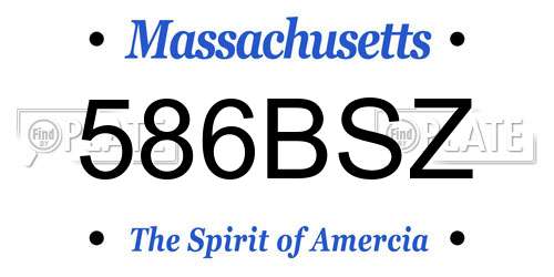 586BSZ Massachusetts License Plate