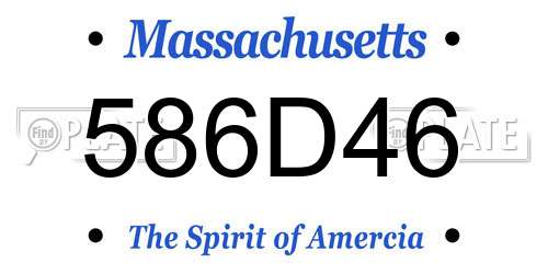 586D46 Massachusetts License Plate