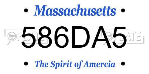 586DA5 Massachusetts License Plate