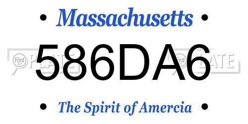 586DA6 Massachusetts License Plate