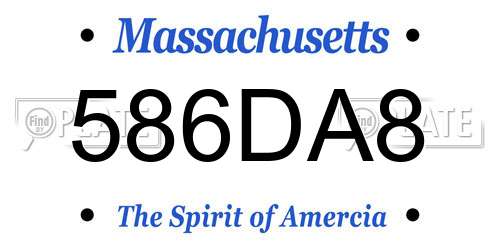 586DA8 Massachusetts License Plate