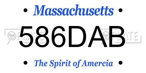 586DAB Massachusetts License Plate