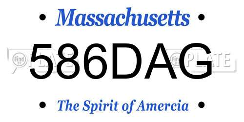 586DAG Massachusetts License Plate