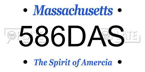 586DAS Massachusetts License Plate