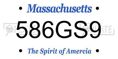 586GS9 Massachusetts License Plate