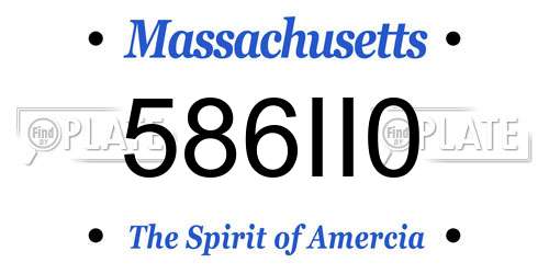 586II0 Massachusetts License Plate