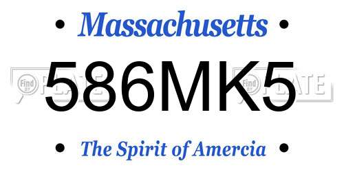 586MK5 Massachusetts License Plate