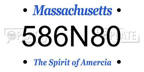 586N80 Massachusetts License Plate