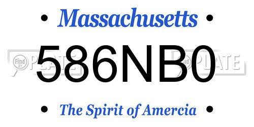 586NB0 Massachusetts License Plate