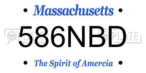 586NBD Massachusetts License Plate