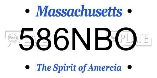 586NBO Massachusetts License Plate