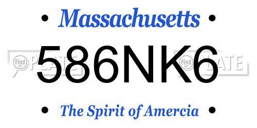 586NK6 Massachusetts License Plate