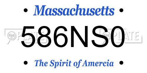 586NS0 Massachusetts License Plate