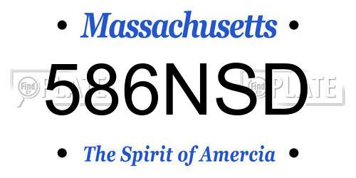 586NSD Massachusetts License Plate