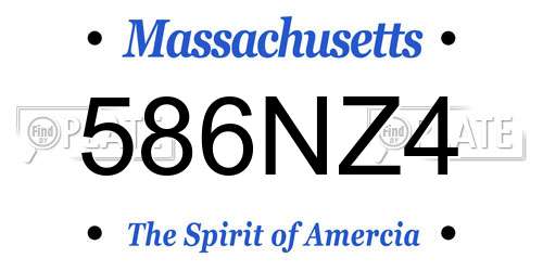 586NZ4 Massachusetts License Plate