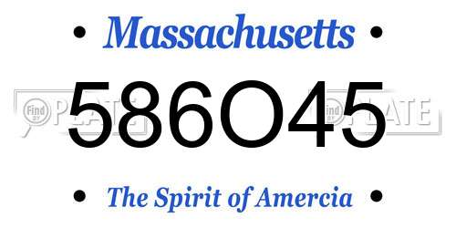 586O45 Massachusetts License Plate