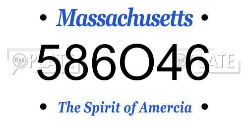 586O46 Massachusetts License Plate