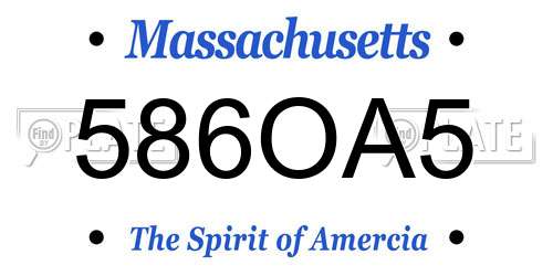 586OA5 Massachusetts License Plate