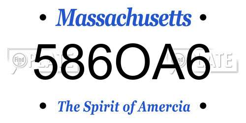 586OA6 Massachusetts License Plate