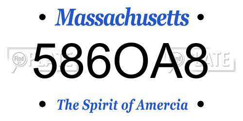 586OA8 Massachusetts License Plate
