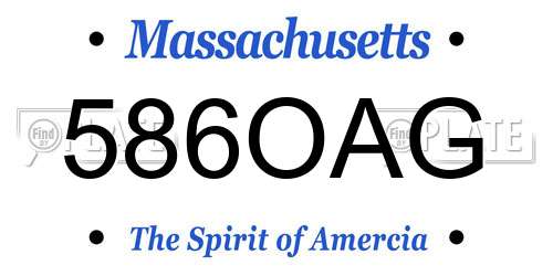 586OAG Massachusetts License Plate