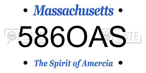 586OAS Massachusetts License Plate