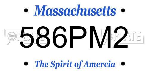 586PM2 Massachusetts License Plate