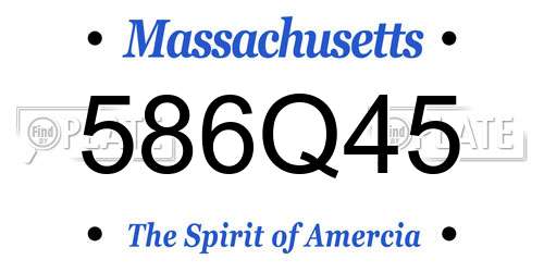 586Q45 Massachusetts License Plate