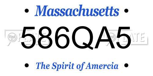 586QA5 Massachusetts License Plate