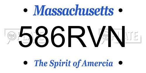 586RVN Massachusetts License Plate