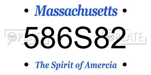 586S82 Massachusetts License Plate