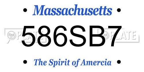 586SB7 Massachusetts License Plate