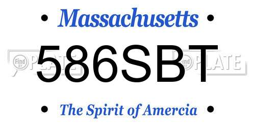 586SBT Massachusetts License Plate