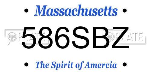 586SBZ Massachusetts License Plate