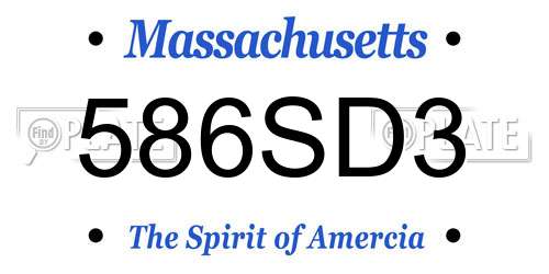 586SD3 Massachusetts License Plate