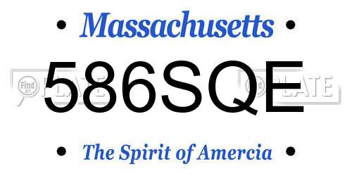 586SQE Massachusetts License Plate