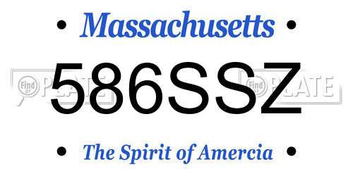 586SSZ Massachusetts License Plate
